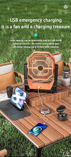 Title 11, Outdoor Camping Fan with Lighting Portable Fold...