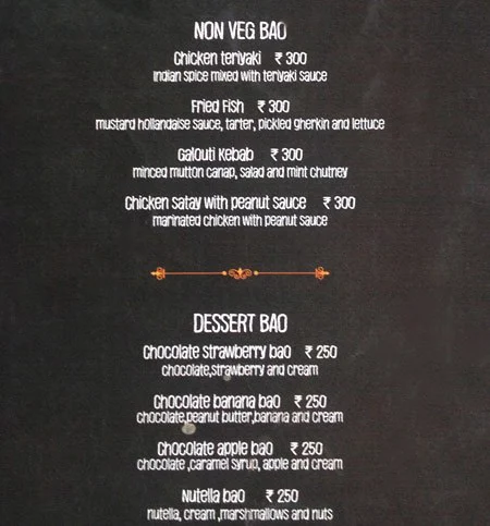 Taruveda Bistro menu 