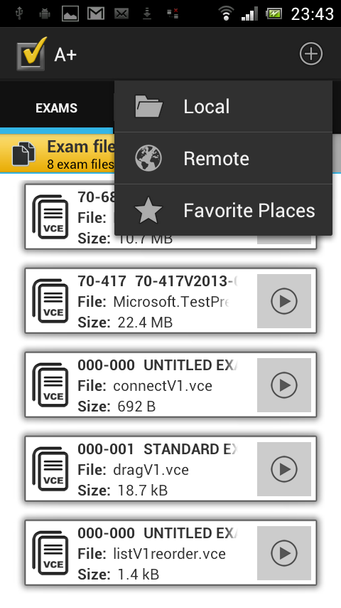 Android application A+ VCE Demo screenshort