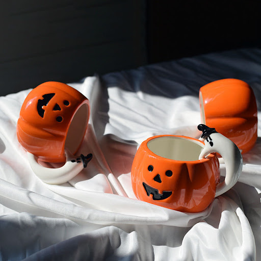 Title 1, Ceramic Pumpkin Cup Cartoon Ghost Water Cup Mug...