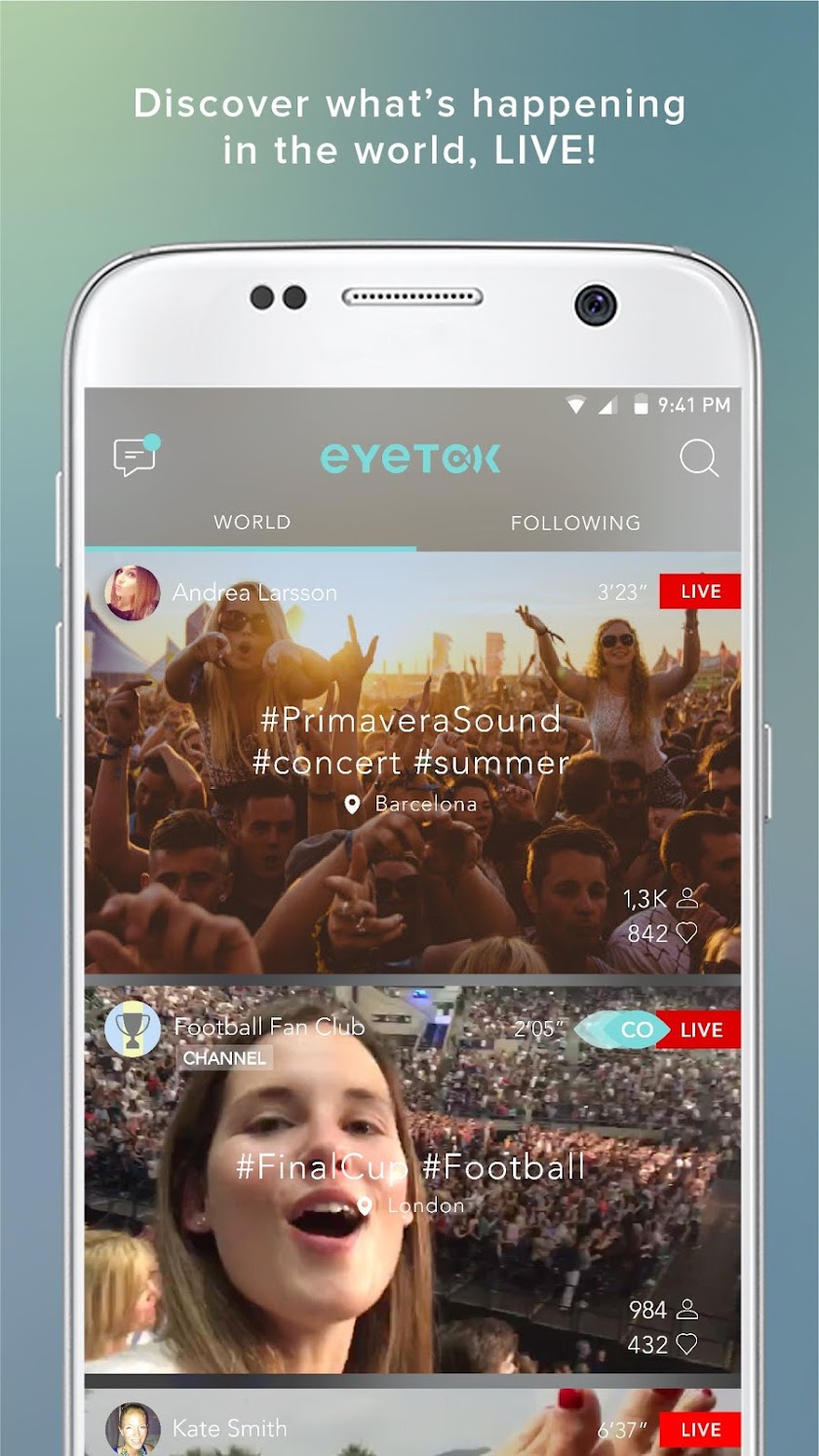 Eyetok, video live streaming Screen 1