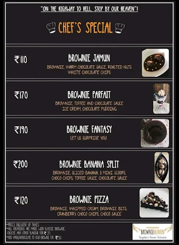 Brownie Heaven menu 