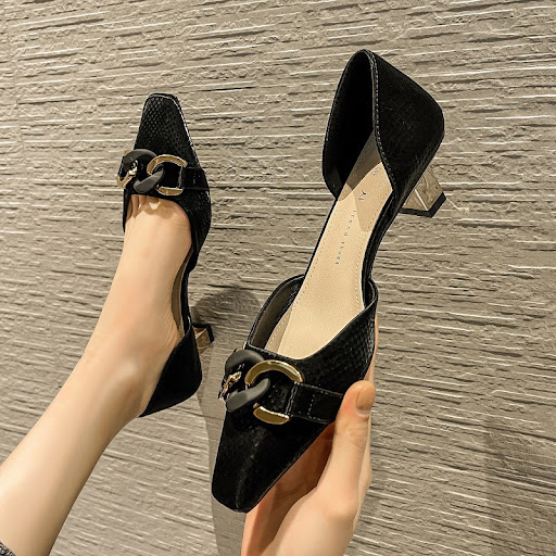 Title 6, New Style Square Toe Single Shoes for Women Mid...