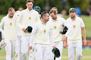 Captain Dean Elgar lead the Proteas team off the the ground afte their win during day five of the Second Test against New Zealand at Hagley Oval in Christchurch on March 1 2022.