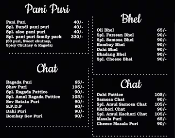 Ganesh Bhel menu 