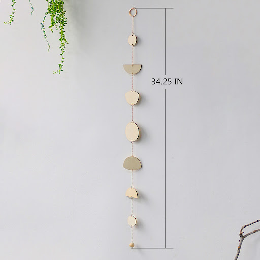 Title 6, Star And Moon Wood Chip Pendant Bohemian Wall D...
