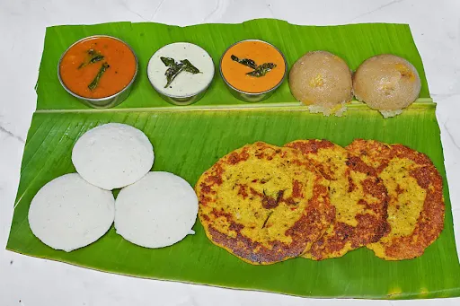 Idli Sambhar + Special Ghee Adai Dosa + Pineapple Sheera