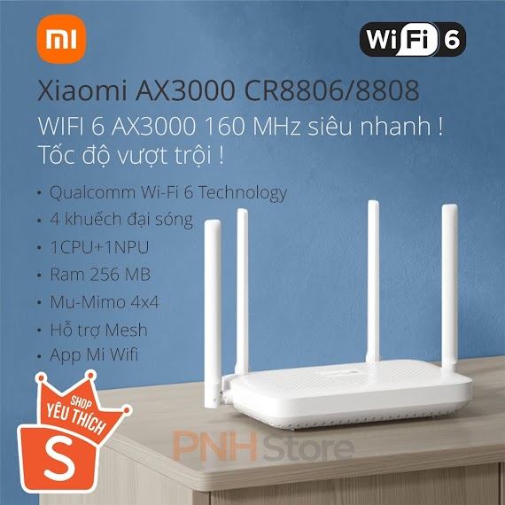 (Bh 12 Tháng) Bộ Phát Wifi Router Wifi Xiaomi Ax3000 Cr8806/8808 Chuẩn Wifi 6 Hỗ Trợ Mesh Mẫu 2022