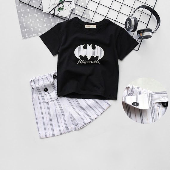 Set At Batman + Quần Linen Sọc