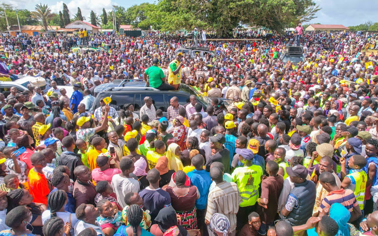 UDA leader William Ruto on his last day of Kilifi campaign trail on July 21,2022.