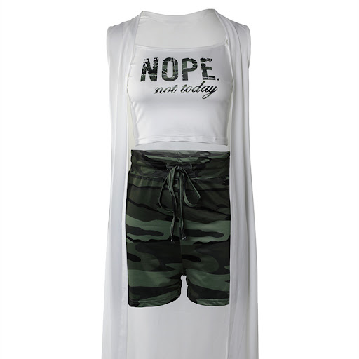 Title 3, Monogram Print Contrasting Color Coat Shorts Th...