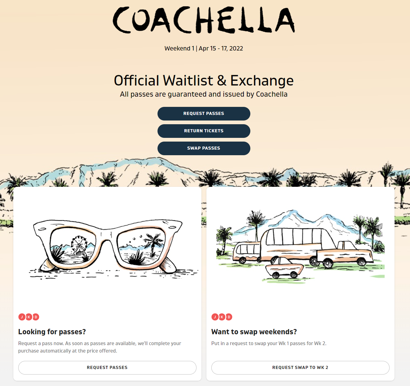 Coachellaではチケットの購入、返金、交換を受け付ける専用ページが公式に提供されている　参考: 