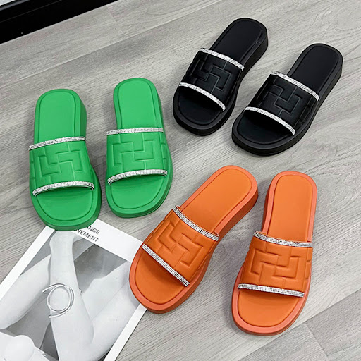 Title 2, Womens Rhinestone Slippers, Summer Candy-Color...