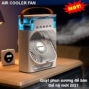 Quạt Hơi Nước Để Bàn Có Hẹn Giờ Thông Minh, Quạt Điều Hòa Mini Có Khay Chứa Đá Đèn Led 7 Màu