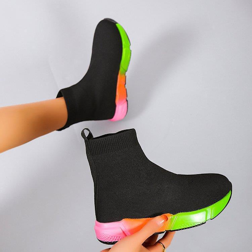 Title 3, Iridescent Black Platform Ankle Boots for Women