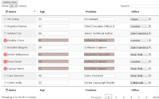 Table Row Disabler