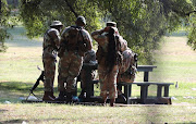 SANDF members stationed in and around the Union Buildings as national shutdown protesters gather at Church Square in protest against President Cyril Ramaphosa.  