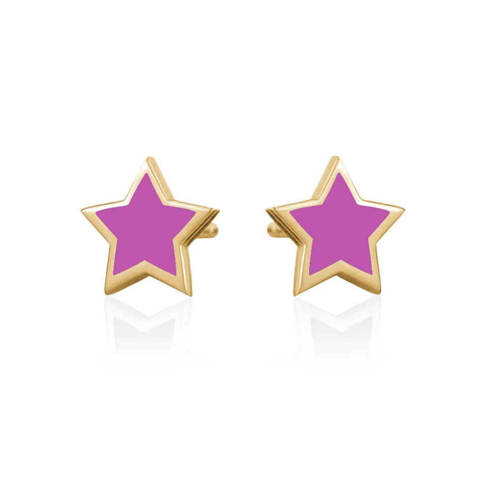 Boucles d'oreilles clous étoile en argent sterling avec epoxy multicolore, simples et compactes, un accessoire discret et élégant au quotidien.