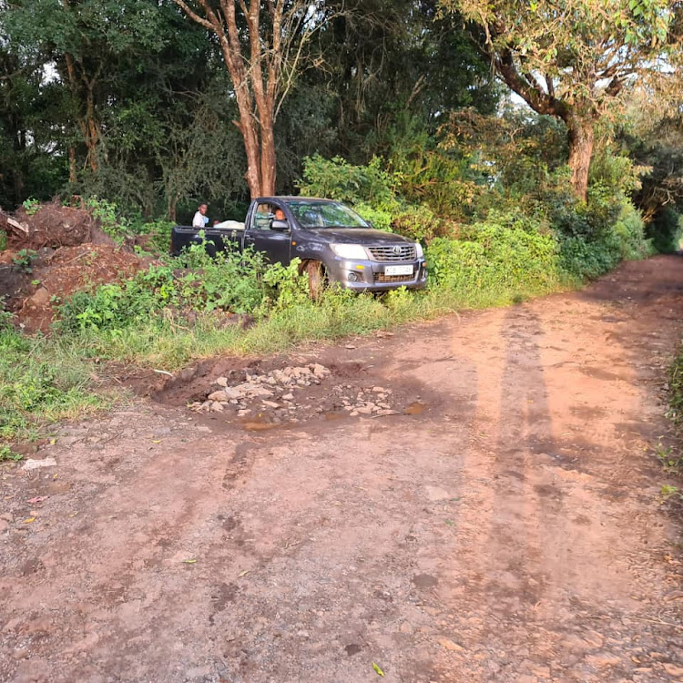 The pickup suspected to have been used to dump hazardous waste into Ololua Forest.