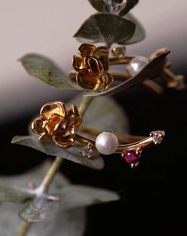 Boucles d'oreilles Rose Pearl Red e - 2