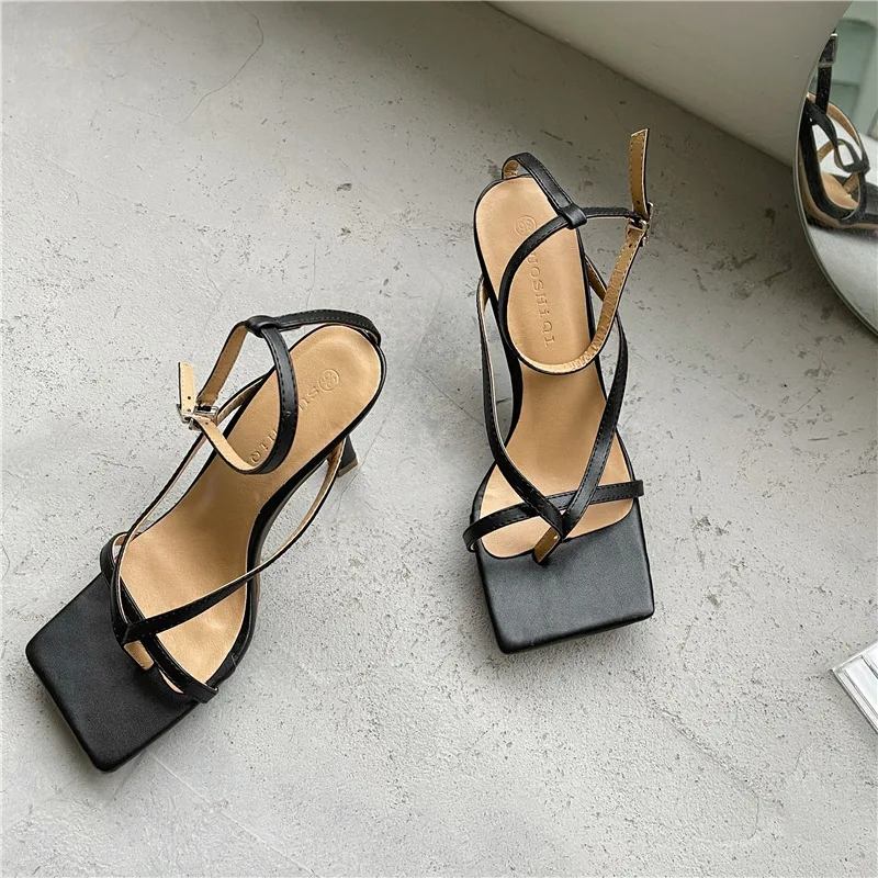 Square Toe Flip-Flop Sandals With Stiletto Heel. Elevate your summer style. Comfortable, chic footwear for any occasion,