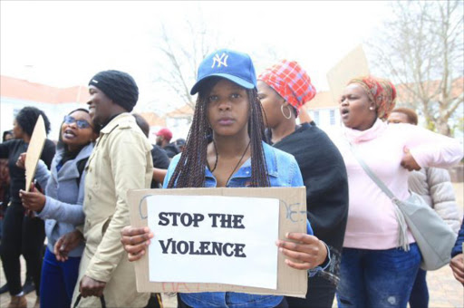 Students protesting outside Fort Hare University Picture: SINO MAJANGAZA