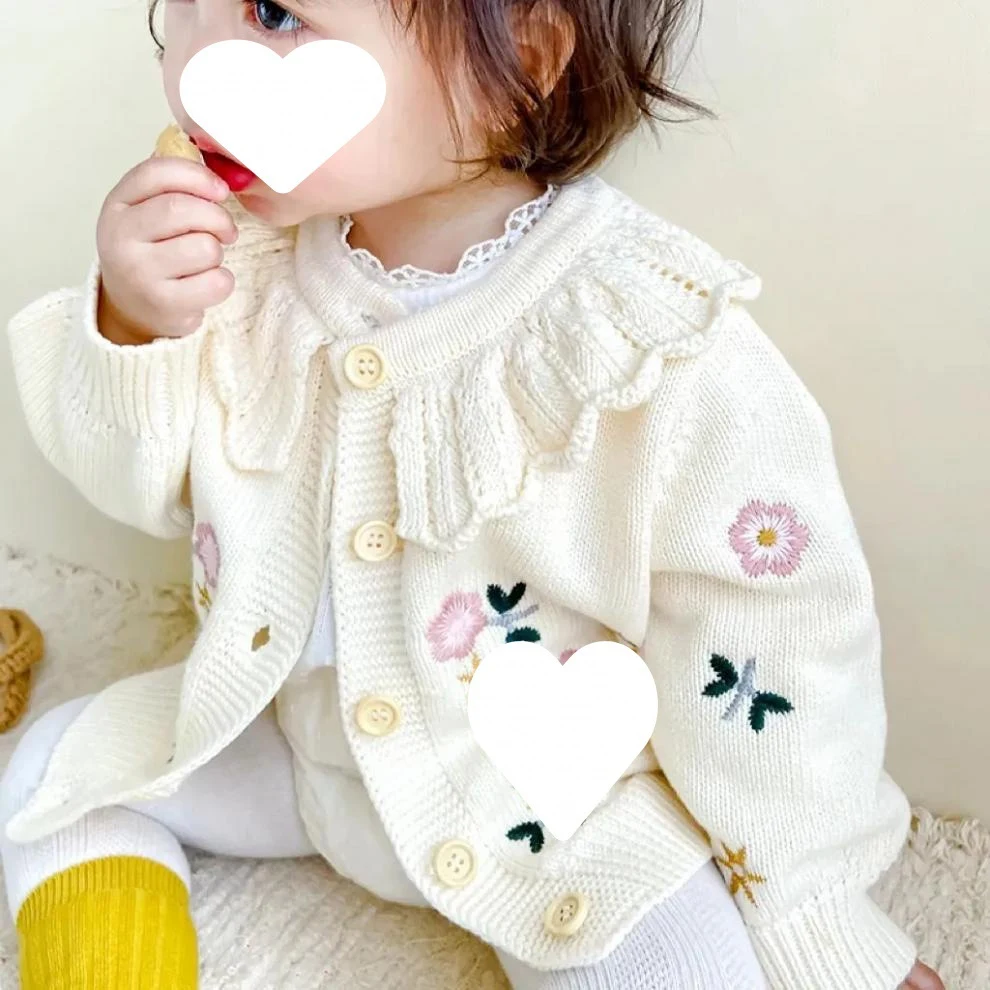 Title 9, Kinder gebreid warm vest met geborduurde bloeme...