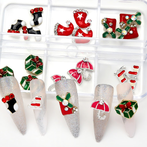Title 4, Alloy Christmas Nail Ornaments with Crystals Fe...