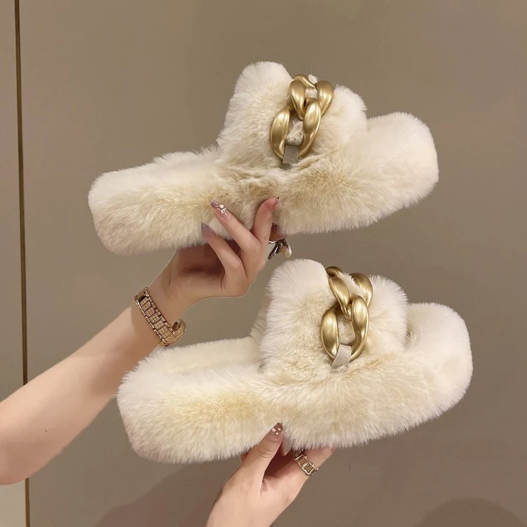 Title 19, Wollen slippers met dikke zolen voor dames om b...