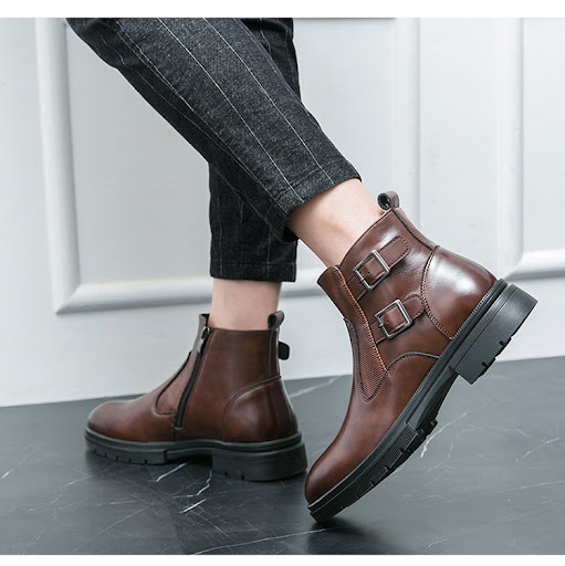 Title 11, High-top British Double Buckle Slip-on Leather ...