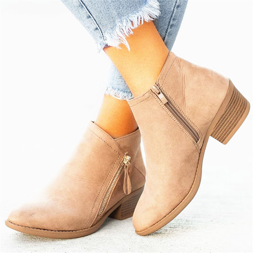 Title 4, Womens suede pointed thick heel boots for styl...