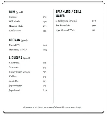 Cicchetti menu 