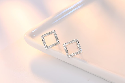 Title 9, Womens Silver Stud Earrings with Rhinestone Zi...