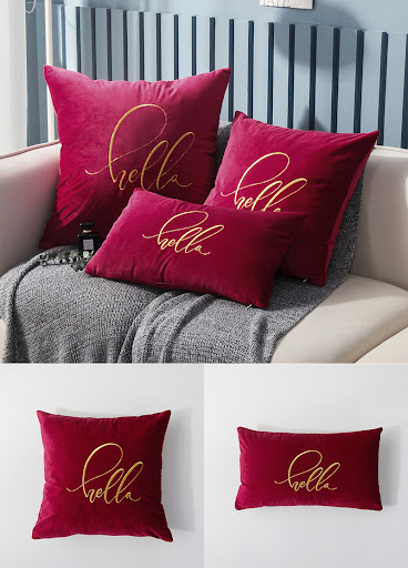 Title 3, Simple Solid Color Gold Thread Embroidered Couc...