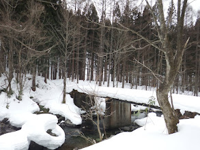 左に鷲ヶ岳登り口の橋