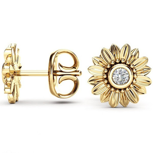 Title 6, European and American plated 18K sunflower earr...