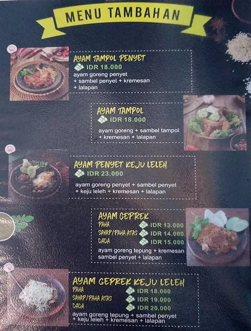 Nasi Ayam Tampol menu 