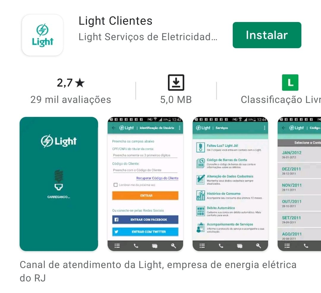 baixe o aplicativo light clientes