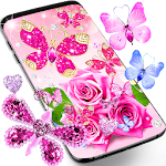 Cover Image of Download Diamond butterfly pink live wallpaper 13.0 APK