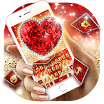 Cover Image of ダウンロード Golden Red Luxury Heart Keyboard Theme 1.0 APK