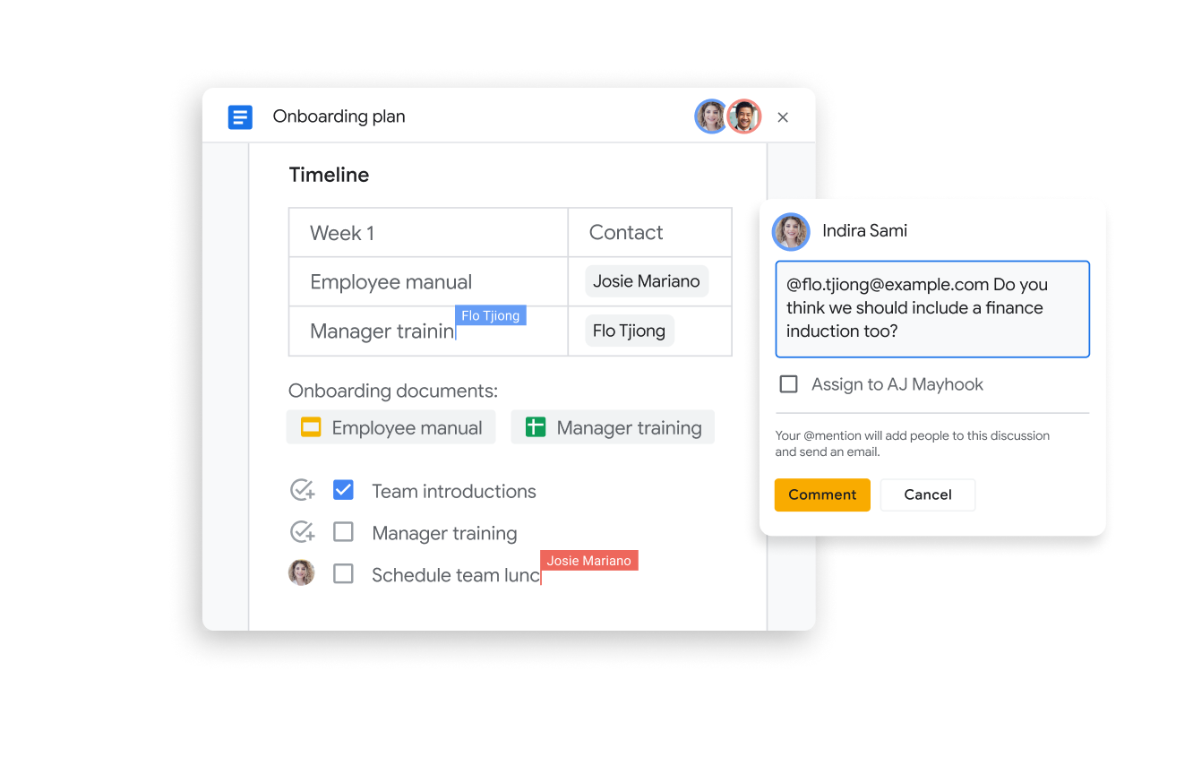 Commenti su un documento collaborativo in Google Workspace