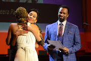  Sello Maake KaNcube and Kgomotso Christopher during the Naledi Theatre Awards at the Lyric Theatre in Gold Reef City on June 05, 2017 in Johannesburg.