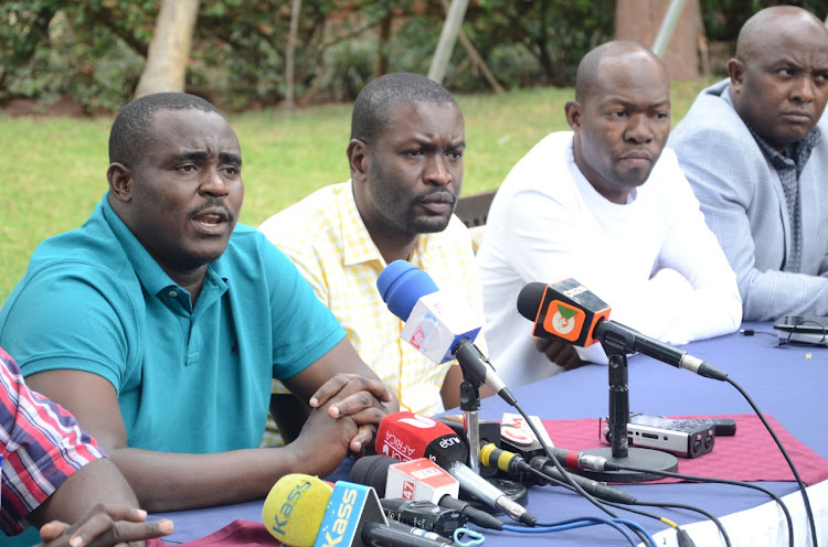 Kakamega Senator Cleophas Malala, ODM secretary general Edwin Sifuna, Saboti MP Caleb Hamisi and Nominated MP Godfrey Osotsi during a press briefing on October 10, 2019.