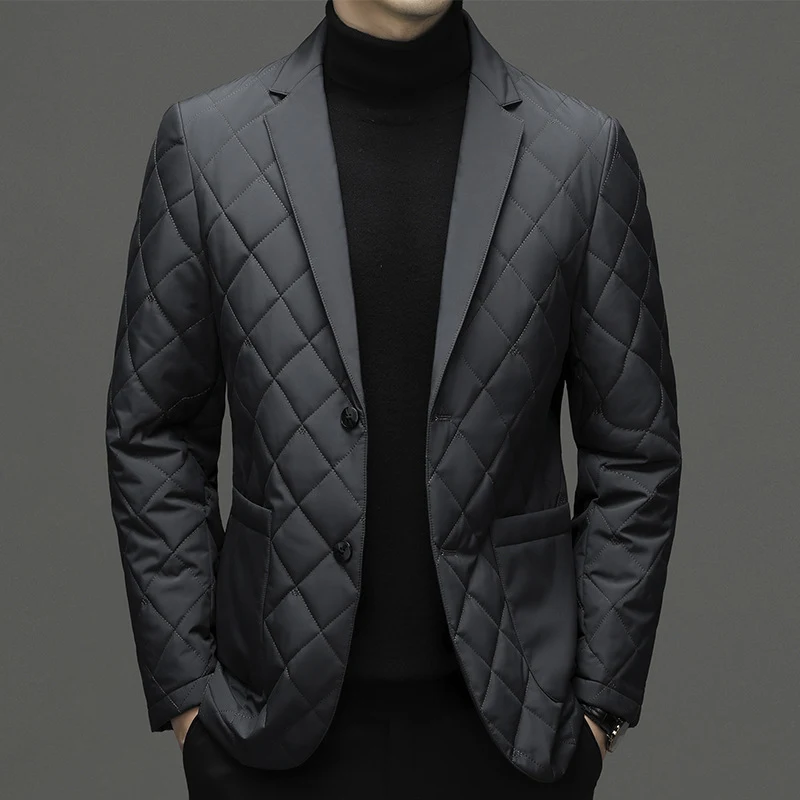 Men's Winter Clothing Down Jacket Lapel Thick Warm Coat. Stay warm and stylish with this down jacket. Perfect for cold w