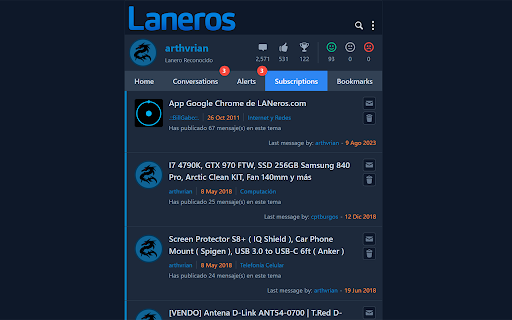 Laneros browser extension