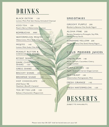 Terra Gourmet menu 