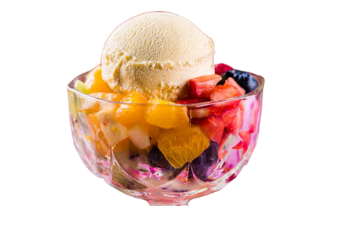 Mixed Fruits With Ice Cream (Seasonal Fruits & Ice Cream)