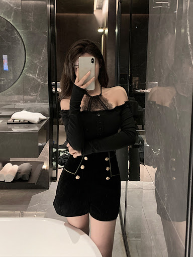 Title 6, Double Breasted High Waist Gold Velvet Shorts C...