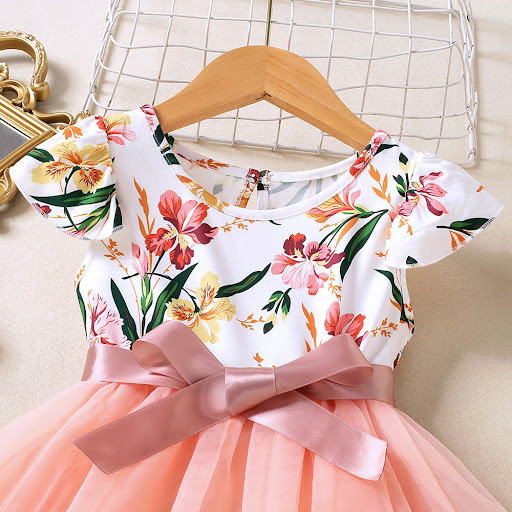 Title 7, Splicing Mesh Short Sleeve Dress