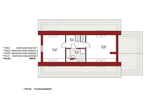 Madzia 2B z poddaszem do adaptacji z garażem jednostanowiskowym - Rzut poddasza do adaptacji